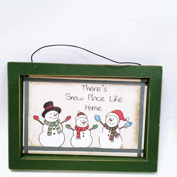 Vintage Christmas Snowman & Penguin Framed Wall Art Set of 2 ( cb y) - Picture 2 of 3